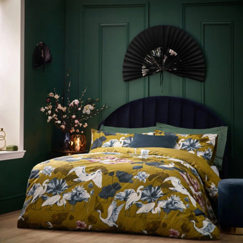 Image of Wylder Tropics Kushiro Exotic Cotton Sateen Duvet Cover Set, Double, Green