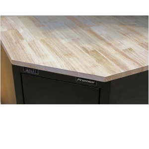 image of Sealey Oak Corner Worktop for Modular Corner Floor Cabinet 0.93m