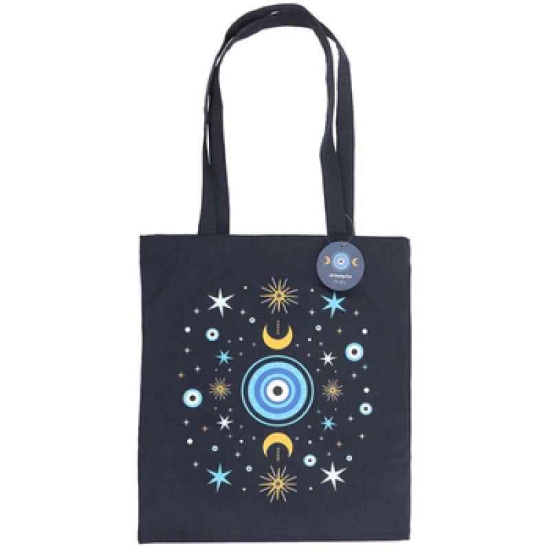 Image of Something Different Womens All Seeing Eye Polycotton Tote Bag in Black Female One Size