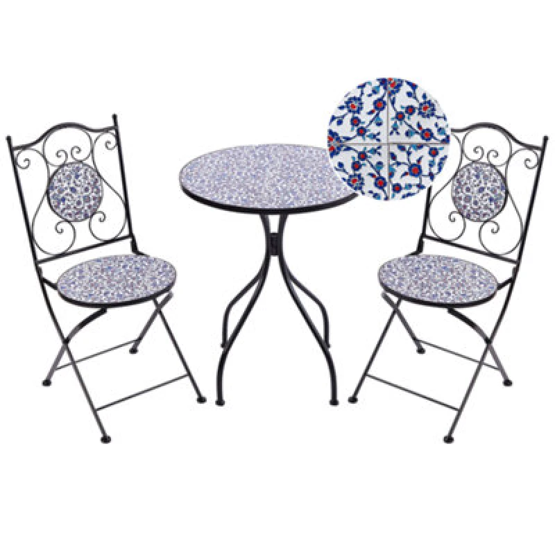 Image of Beliani Bistro Set Folding Camprena Metal Black