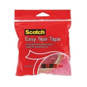 image of Scotch Easy Tear 25mm x 50m Adhesive Tape Clear Pack of 1 Roll