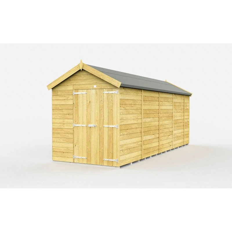 Image of Buttercup Farm 6 x 17 Feet Apex Shed - Double Door W/O Window - L503 x W175 x H217cm in Brown Brown Unisex