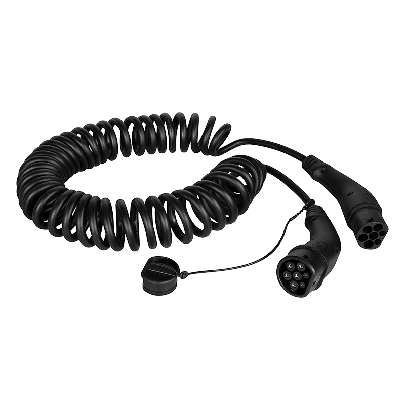 Image of LogiLink EV charging cable. Type 2. 3-phase. spiral. 32 A. 22 kW. 5 m