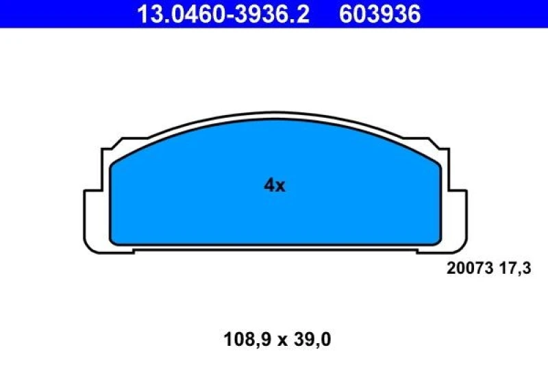 Image of ATE 13.0460-3936.2 Brake pad set excl. wear warning contact Brake Pad Set,disc brake (402)