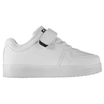 Image of Fabric Flashing LED Lights Childrens Trainers - White