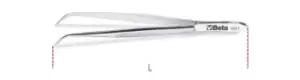 image of Beta Tools 991 Bent Thin Stainless Steel Spring Tweezers 130mm 009910001