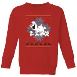 image of Disney Frozen Olaf and Snowmen Kids Christmas Sweatshirt - Red - 11-12 Years