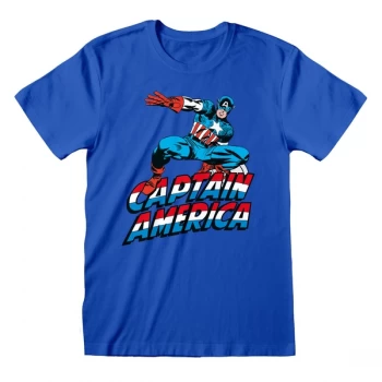 image of Marvel Comics Captain America - Captain America Unisex Large T-Shirt - Blue