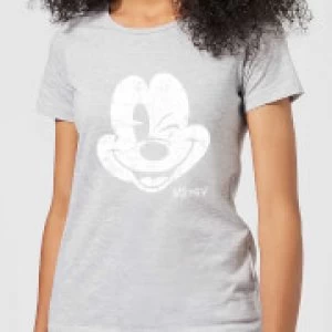 Image of Disney Mickey Mouse Worn Face Womens T-Shirt - Grey - 3XL