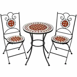 image of Tectake Garden Furniture Set Mosaicdesign 2 Chairs + Table A 60cm Brown