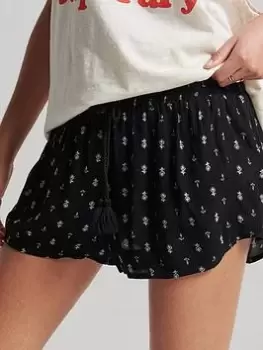 Image of Superdry Vintage Beach Printed Shorts -black, Black, Size 10, Women