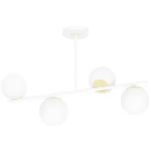 Image of Emibig Floki White/Gold Globe Ceiling Light with White Glass Shades, 4x E14