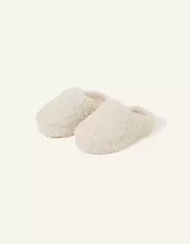 Image of Accessorize Womens Borg Platform Mule Slippers Cream, Size: M