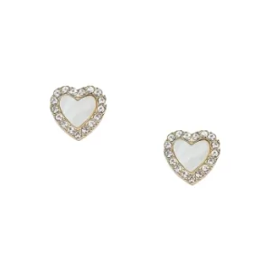 image of Fossil Gold-Tone Multi-Stone Heart Stud Earrings JF03215710