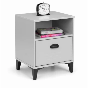 image of Locker 1 Drawer Bedside Table Cabnet Nightstand Grey & Black - Carterton