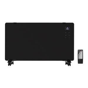 Image of electriQ 2000W Black Designer Glass Heater Wall Mountable Low Energy with Smart WiFi Alexa - Ultra Slim only 8cm Bathr