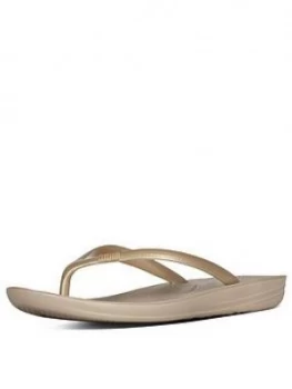 Image of FitFlop Iqushion Ergonomic Flip Flops Gold Size 8 Women