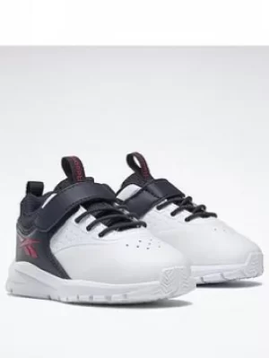 Image of Reebok Rush Runner 4 Shoes, White/Navy/Red, Size 5