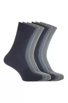 image of Ribbed 100% Cotton Socks (6 Pairs)