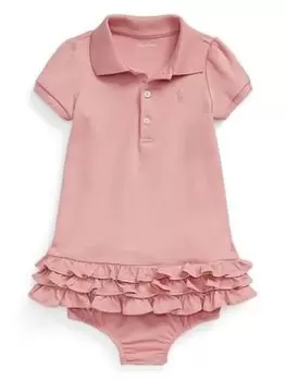 Image of Ralph Lauren Baby Girl Ruffle Dress - Tickled Pink, Light Pink, Size 18 Months