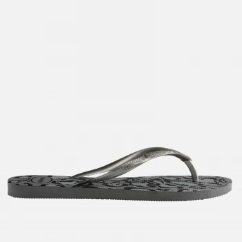 Image of Havaianas Womens Slim Animals Flip Flops - Grey/Silver Bright - UK 6/UK 7