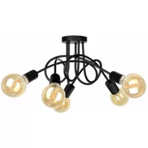 Image of Keter Rumba Multi Arm Semi Flush Ceiling Light Black, 50cm, 5x E27