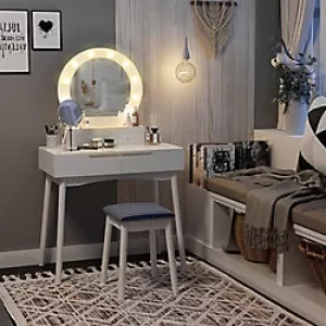 Image of Homcom Dressing Table Set with LED and 4 Drawers White