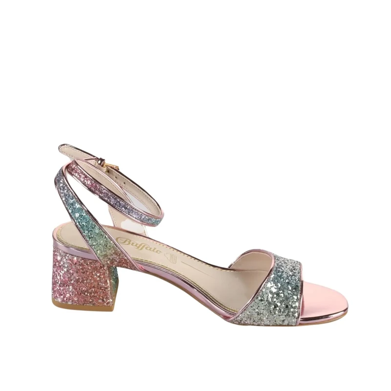 Image of Buffalo Womens heeled sandals Buffalo Rainelle - Vegan Glitter Violet Female 37
