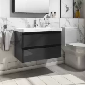 image of 800mm Dark Grey Wall Hung Vanity Unit with Basin - Pendle