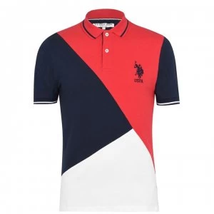 image of US Polo Assn Angled Block Pique Polo Shirt - Lollipop