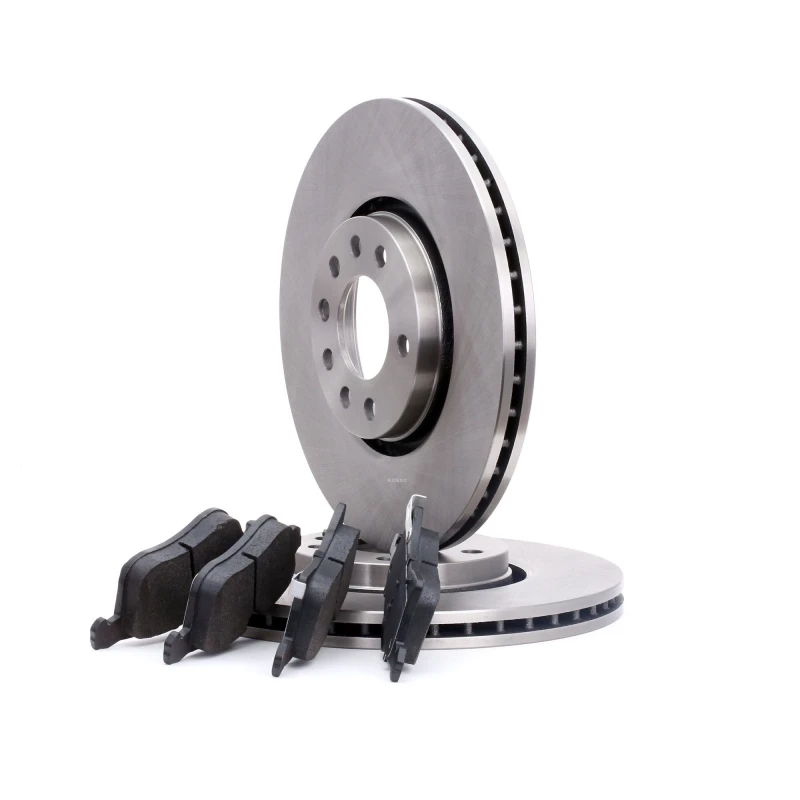 Image of RIDEX 3405B0223 Brake disc and pads set Front Axle, Brake Disc Type: Vented, with acoustic wear warning, with anti-squeak plate Brake Set,disc brakes