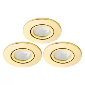 Image of Spa Como LED Tiltable Fire Rated Downlight 5W Dimmable 3 Pack Cool White Satin Brass IP65