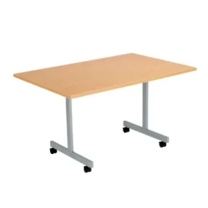 Image of One Eighty Tilting Table 1200 X 700 Silver Legs Beech Rectangular Top