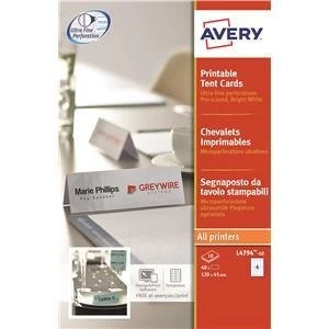 image of Original Avery L4794 120x45mm Printable Business Tent Cards Pack of 40 Cards