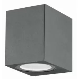 Image of Cincinnati Square Outdoor Down Wall Lamp Dark Grey Aluminium Glass LED GU10 1x7W IP54 - Merano
