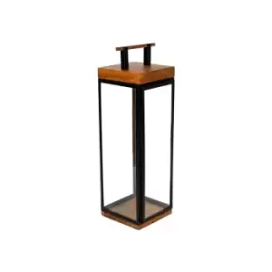 Image of Ivyline Grace Tall Lantern H: 58 x W: 20 Cm - Acacia Wood And Black