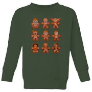 Image of Star Wars Gingerbread Characters Kids Christmas Sweatshirt - Forest Green - 11-12 Years