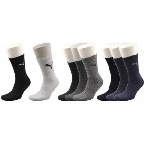 image of Puma Sports Socks UK Size 6-8 Grey Mix 3 Pack