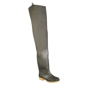 image of Dikamar Administrator Thigh Wader / Mens Boots / Plain Rubber Wellingtons (11 UK) (Green)