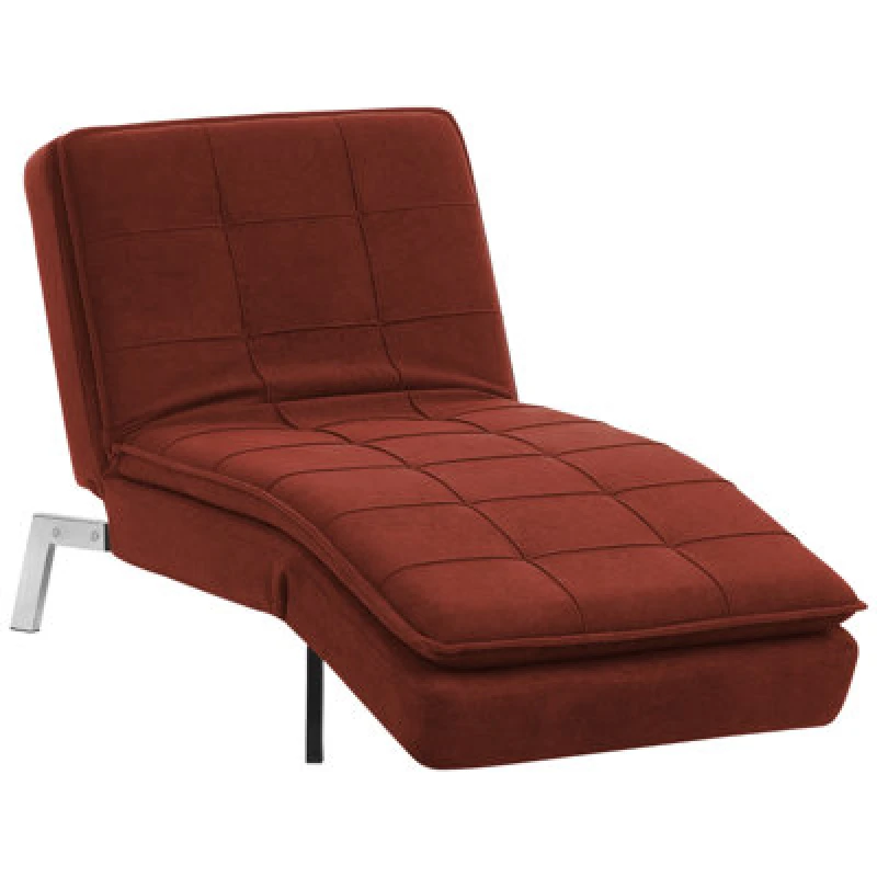 Image of Beliani Chaise Longue Loiret Fabric Red