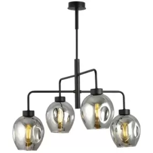 Image of Emibig Lukka Black Multi Arm Pendant Ceiling Light with Graphite Glass Shades, 4x E27
