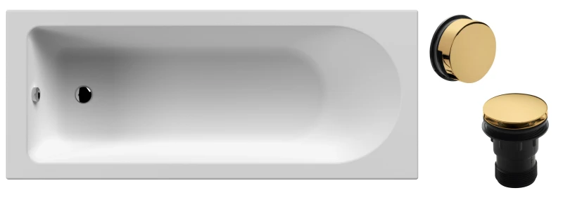 Image of Balterley Round 1700x700 Bath with Brushed Brass Waste in White White Unisex