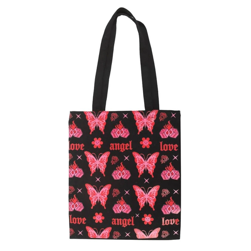 Image of Something Different Womens Butterfly Polycotton Tote Bag in Black Female One Size