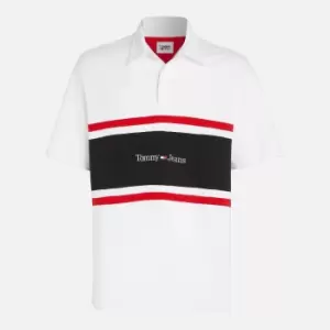 Image of Tommy Jeans Colourblock Cotton-Jersey Rugby Top - XL