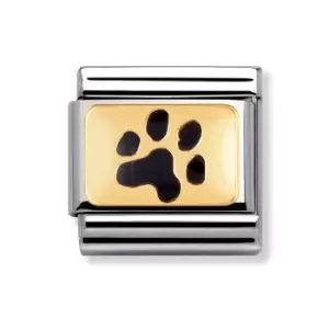 image of Nomination Classic Gold & Enamel Black Paw Print Charm