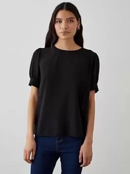 Image of Dorothy Perkins Seersucker Blouse - Black, Size 10, Women