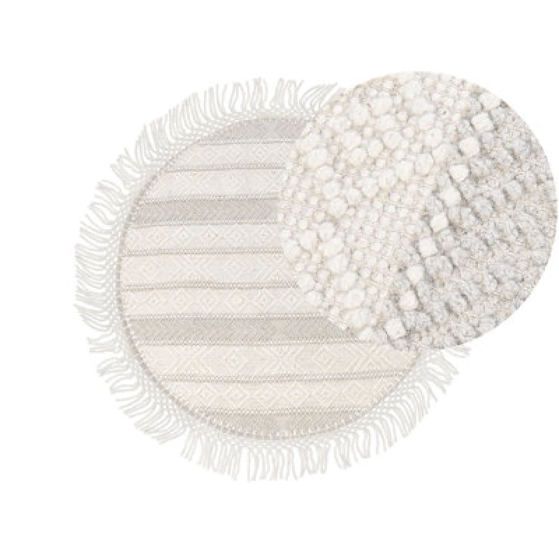 Image of Beliani Rug Baltalar Beige 140 Cm Wool