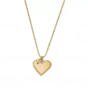 image of Gold Personalised Diamond Cut Adjustable Double Heart Necklace PGCDCADJ32694014