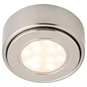 image of Culina Ellen LED Round Under Cabinet Light 1.5W Tri-Colour CCT Opal and Satin Nickel