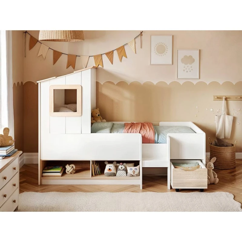 Image of Flair Millie Low Sleeper House Bed with Storage White Size: Single White Unisex Single